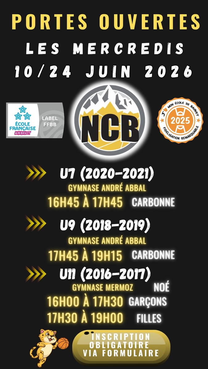 Portes ouvertes à l'école de basket mercredis 10 et 24 Juin