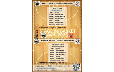 Stage mini-basket Vacances de printemps 2023