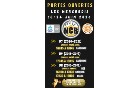 Portes ouvertes à l'école de basket mercredis 10 et 24 Juin